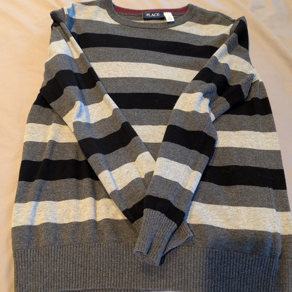 The Children's Place Gray and Black Striped Sweater